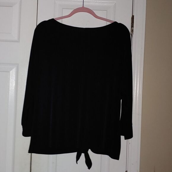 Kim Rogers  Woman  black button down knot hem long sleeve top Sz 2X - Picture 3 of 5